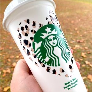 LEOPARD Heart Reusable STARBUCKS HOT CUP